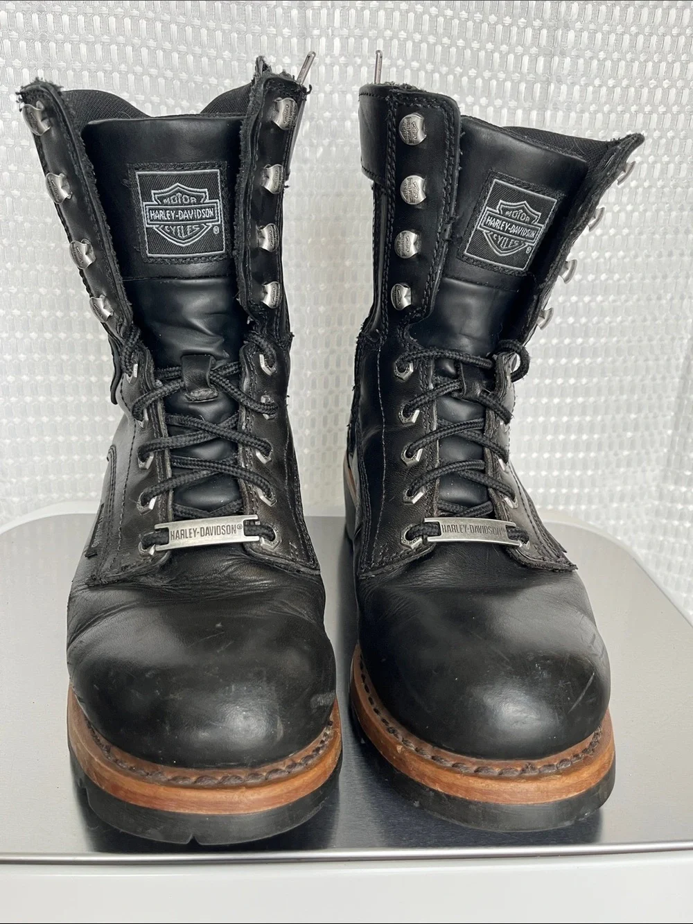Harley-Davidson Tyson D95188 Boots Men's 9M Black Leather Vibram Logger Zip